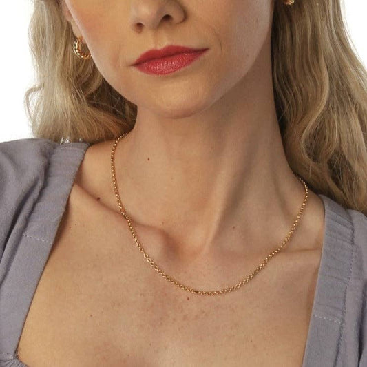 Chicago Belcher Rolo Chain 18ct Gold Vermeil Necklace with Zirconia