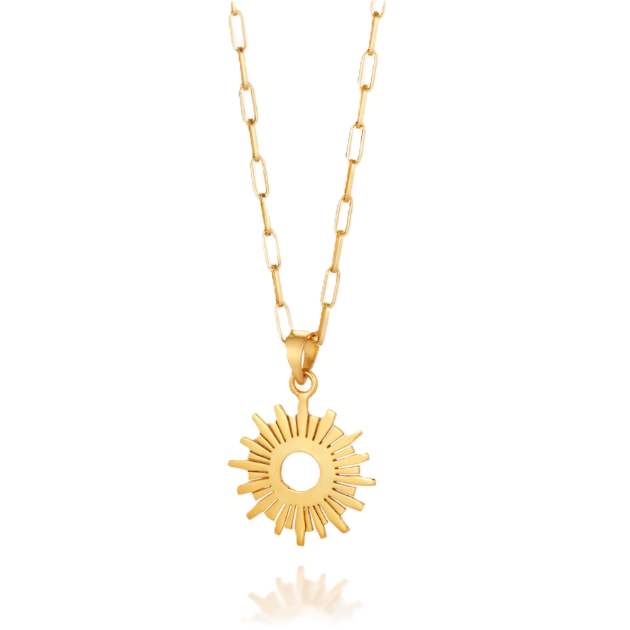 Nellou Sun Rays Necklace – Gold-Plated Sterling Silver Sunburst Pendant