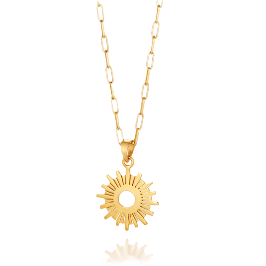 Nellou Sun Rays Necklace – Gold-Plated Sterling Silver Sunburst Pendant