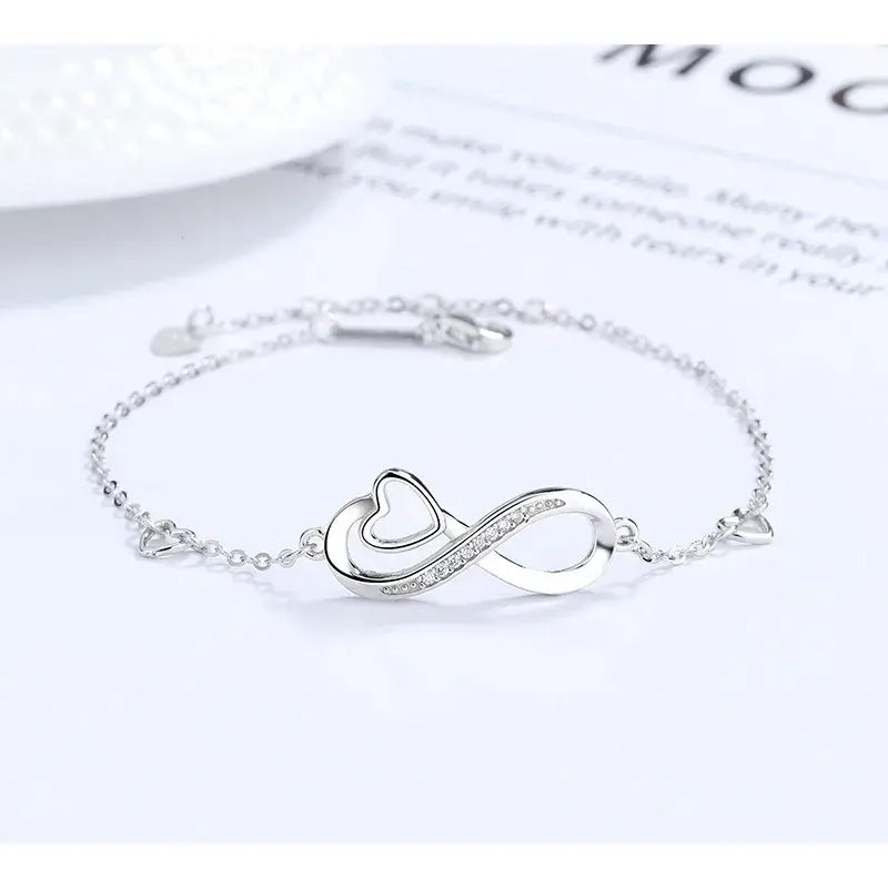 Sterling Silver Bracelet Infinity Zircon