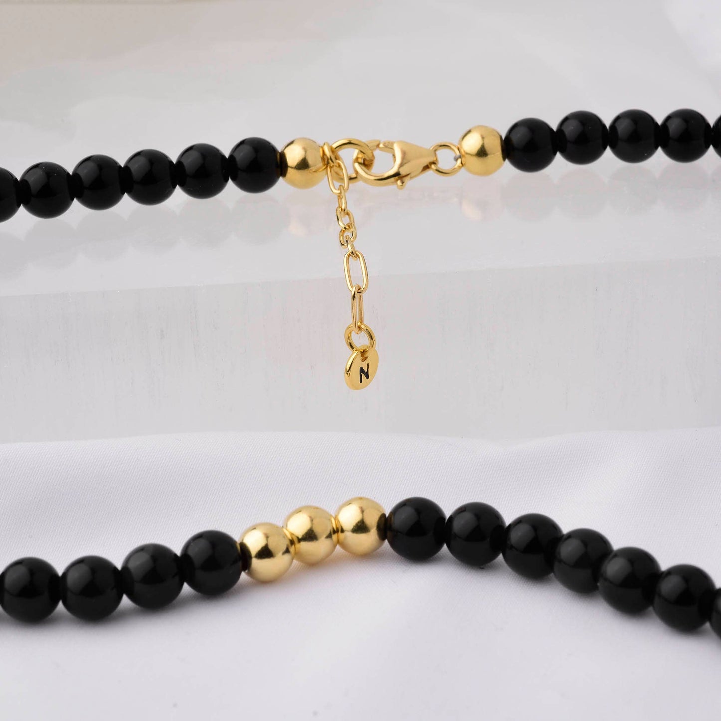 Nellou Affinity Necklace – Black Obsidian Gemstone Elegance - 925 Sterling Silver