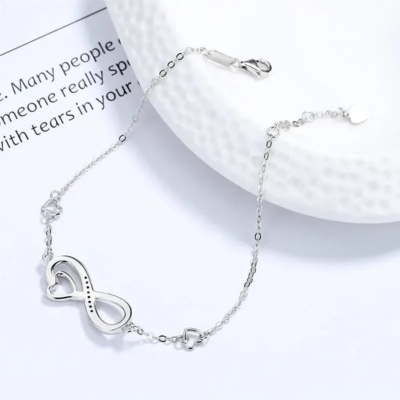 Sterling Silver Bracelet Infinity Zircon