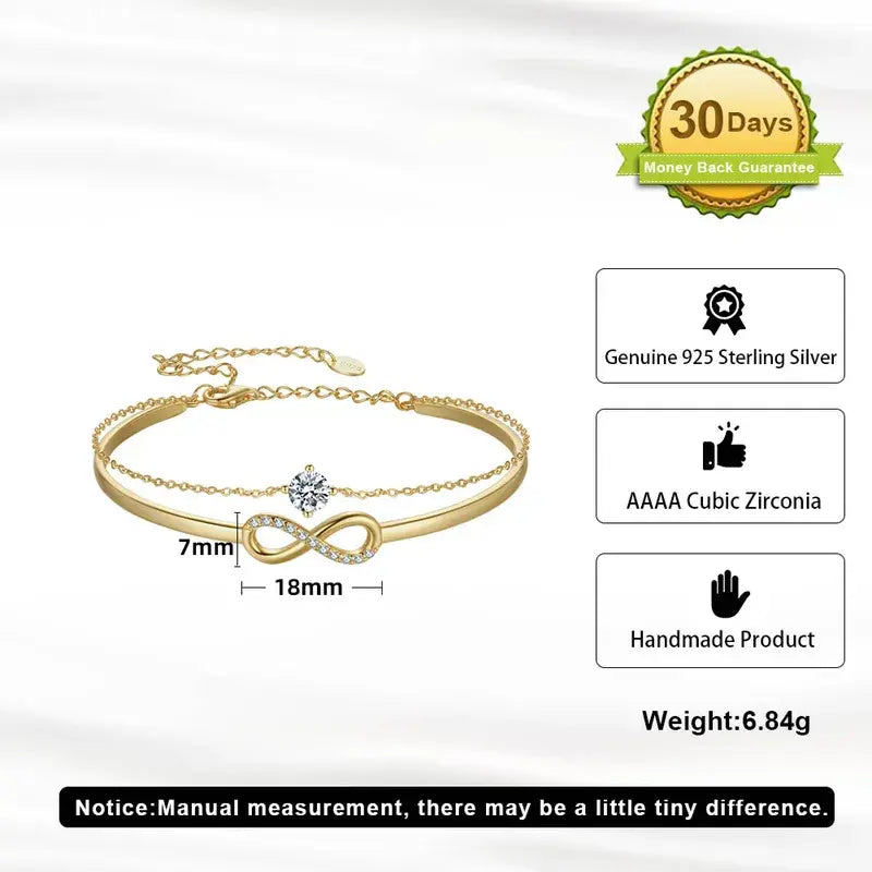 Lumi Elegant French Style Infinity 925 Sterling Silver Bangle