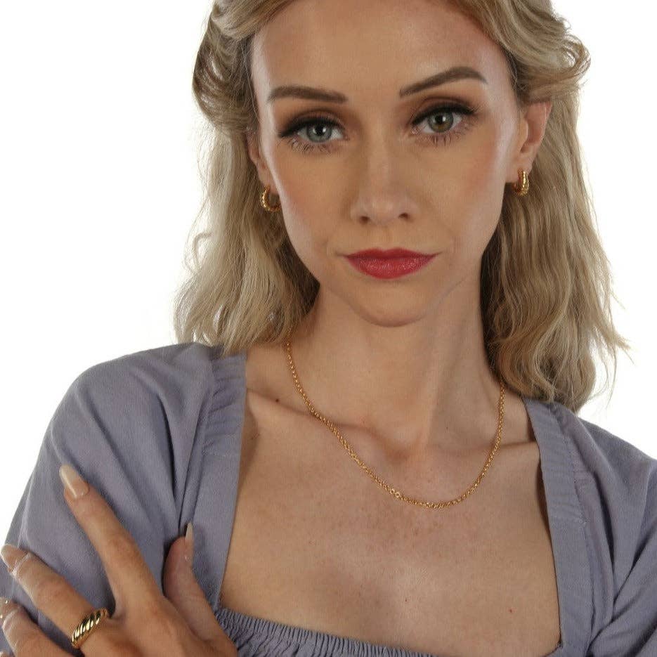 Chicago Belcher Rolo Chain 18ct Gold Vermeil Necklace with Zirconia