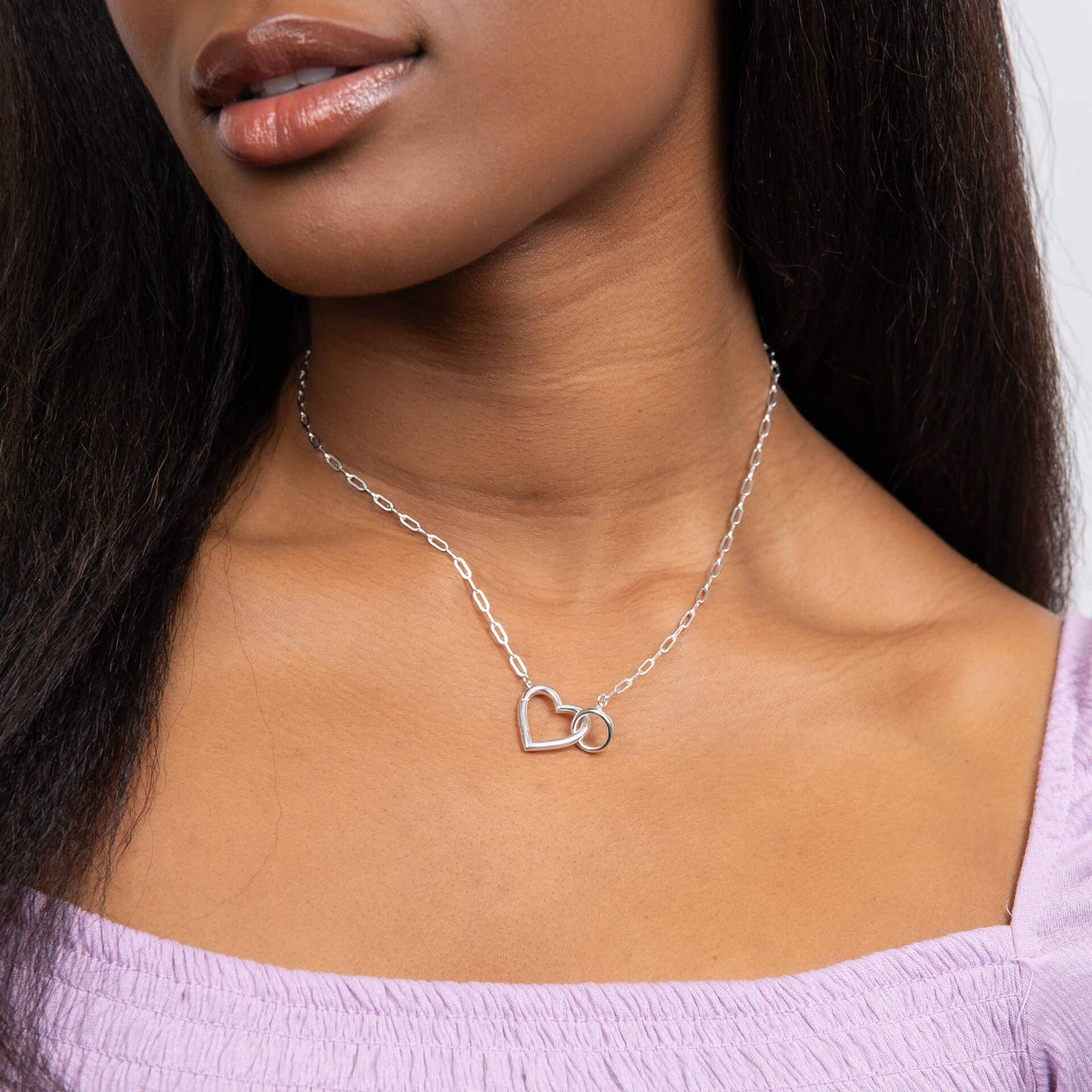 Beginnings Gecko Heart Connection Chain Sterling Silver Necklace