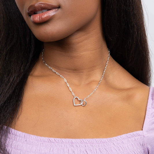 Beginnings Heart Connection Chain Sterling Silver Necklace