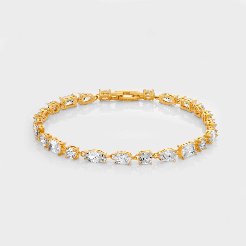 Bijou 18k Gold Vermeil Tennis Bracelet - 4mm Multi Cut Gemstones