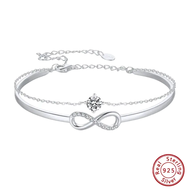Lumi Elegant French Style Infinity 925 Sterling Silver Bangle