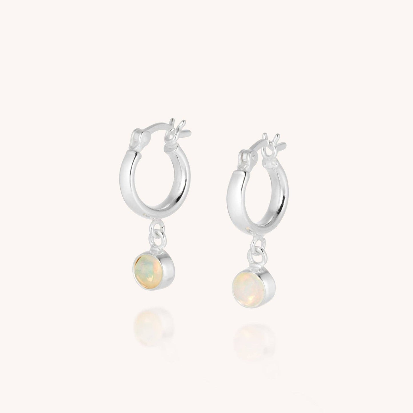 Nellou Gem Hoop Earrings – Sterling Silver with Radiant Opals