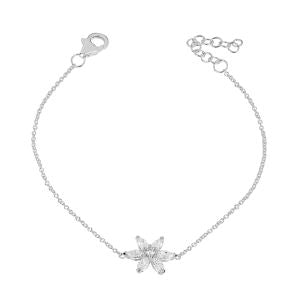 Beginnings - Sterling Silver Flower Bracelet with Cubic Zirconia - LumiUK