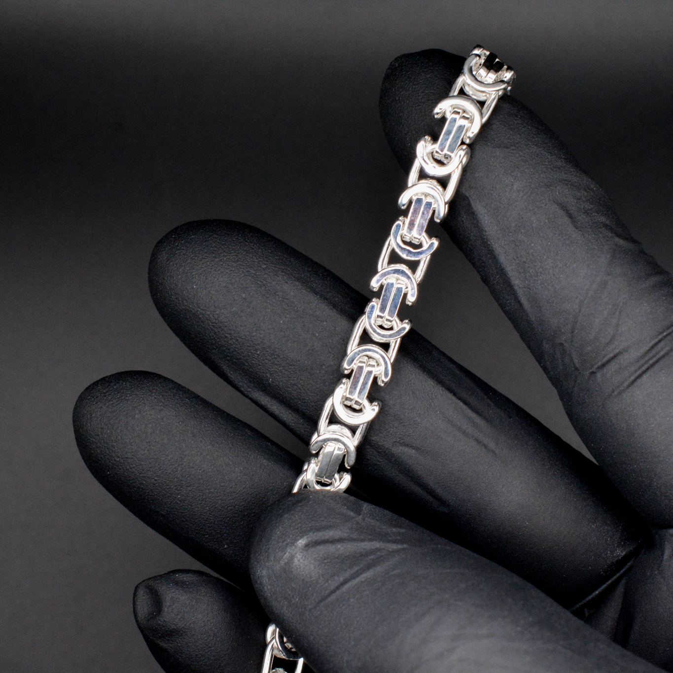 S926 Sterling Silver 7.5" Flat Byzantine Bracelet Heavy 19cm Lobster Clasp