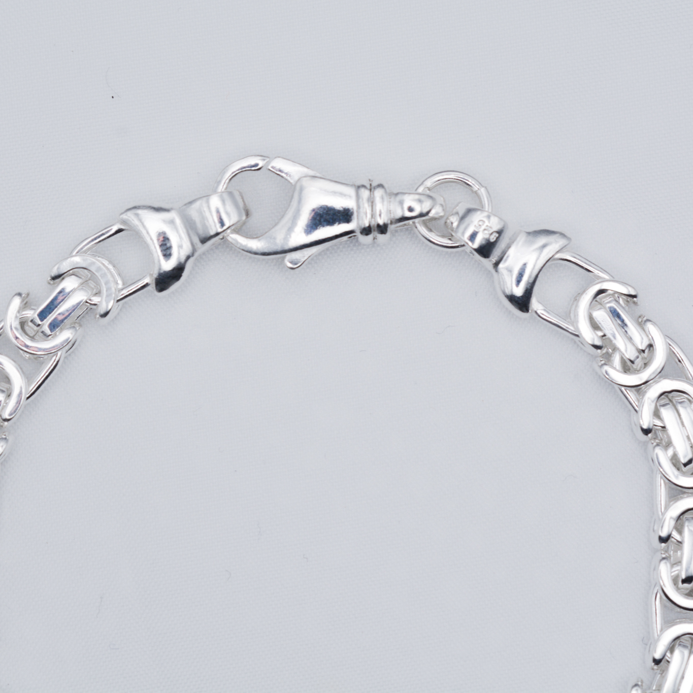 S926 Sterling Silver 7.5" Flat Byzantine Bracelet Heavy 19cm Lobster Clasp