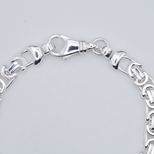 S926 Sterling Silver 7.5" Flat Byzantine Bracelet Heavy 19cm Lobster Clasp - LumiUK