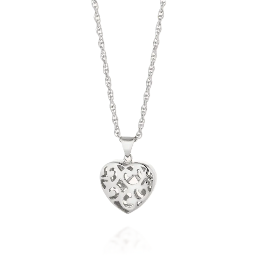 Nellou Filigree Heart Pendant Necklace – 925 Sterling Silver or 18ct Gold Plated