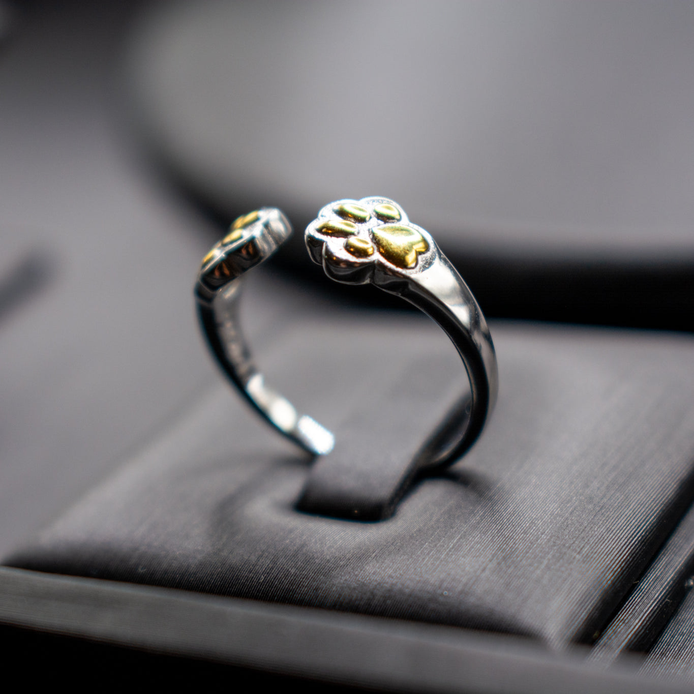 Sterling Silver Dog Paw Ring – Adjustable S925 Silver Band