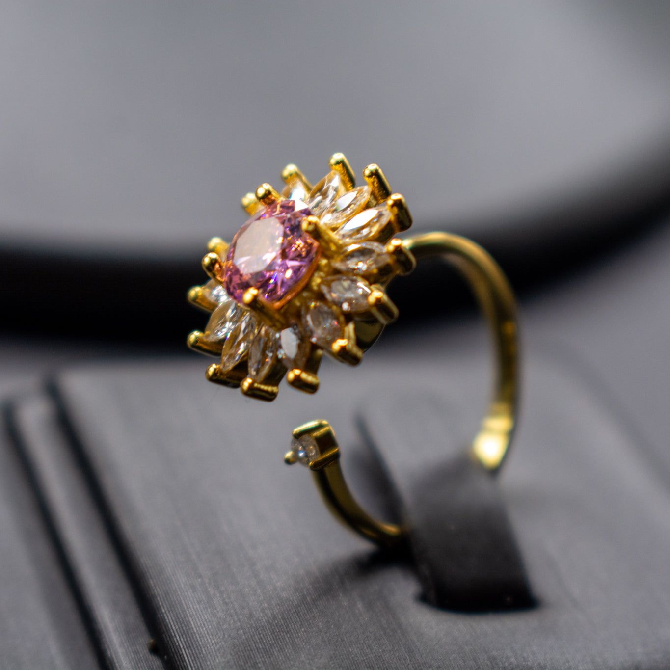 Sterling Silver Adjustable Ring – S925 Gold Plated Sunflower Ring