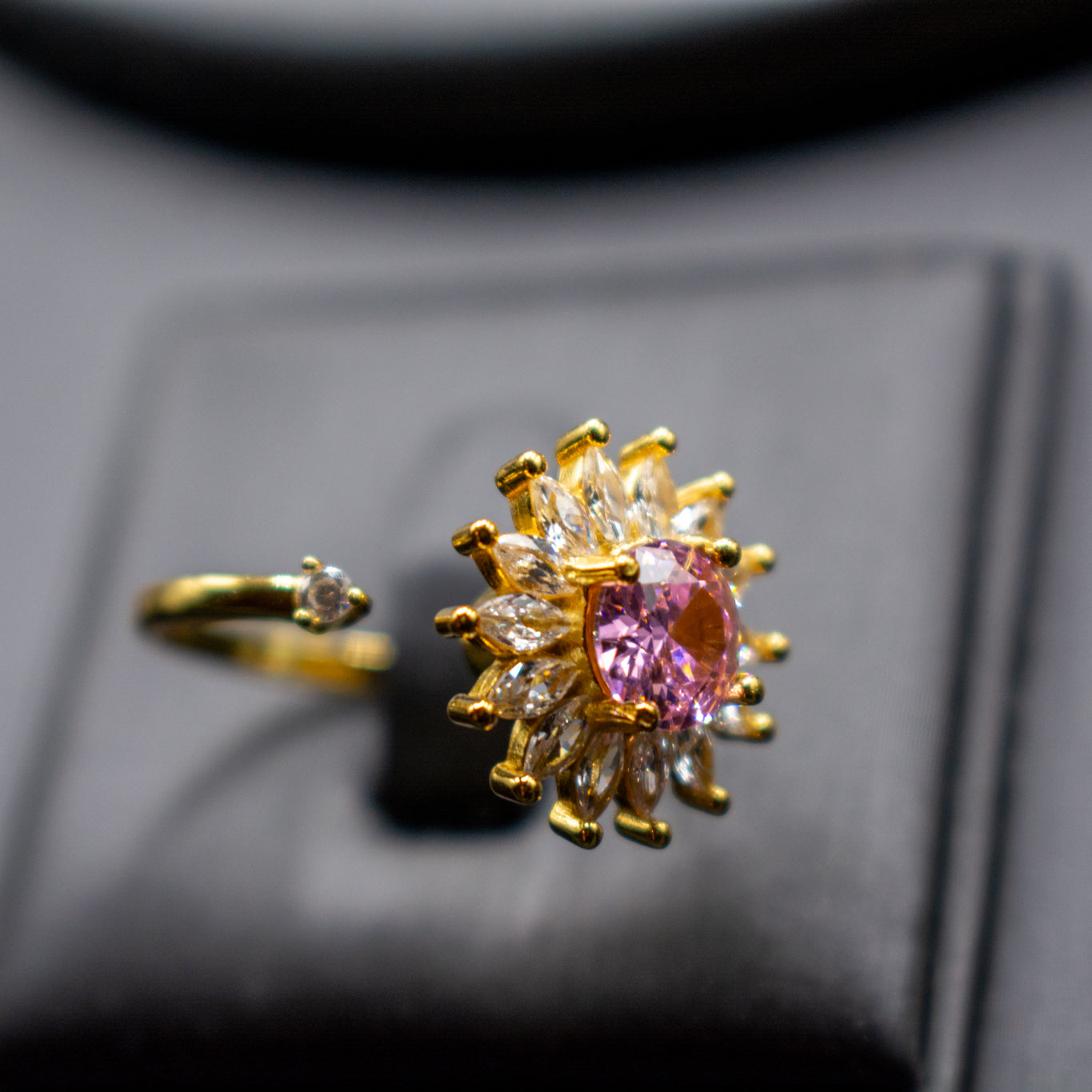 Sterling Silver Adjustable Ring – S925 Gold Plated Sunflower Ring