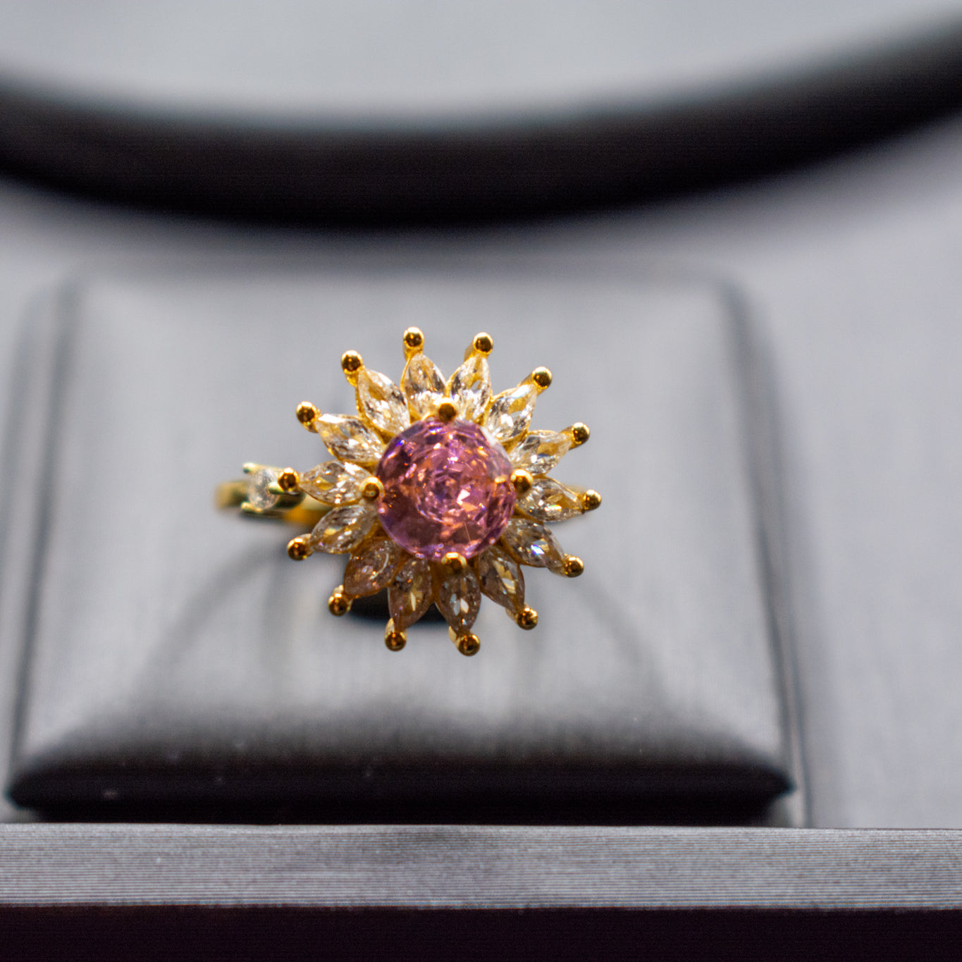 Sterling Silver Adjustable Ring – S925 Gold Plated Sunflower Ring