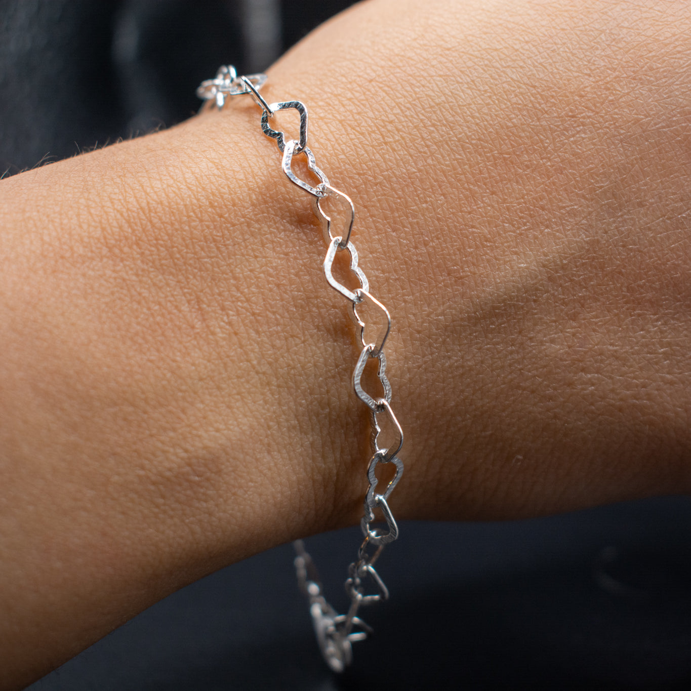 Sterling Silver Heart Chain Bracelet – Diamond Cut 19cm Elegant Jewelry