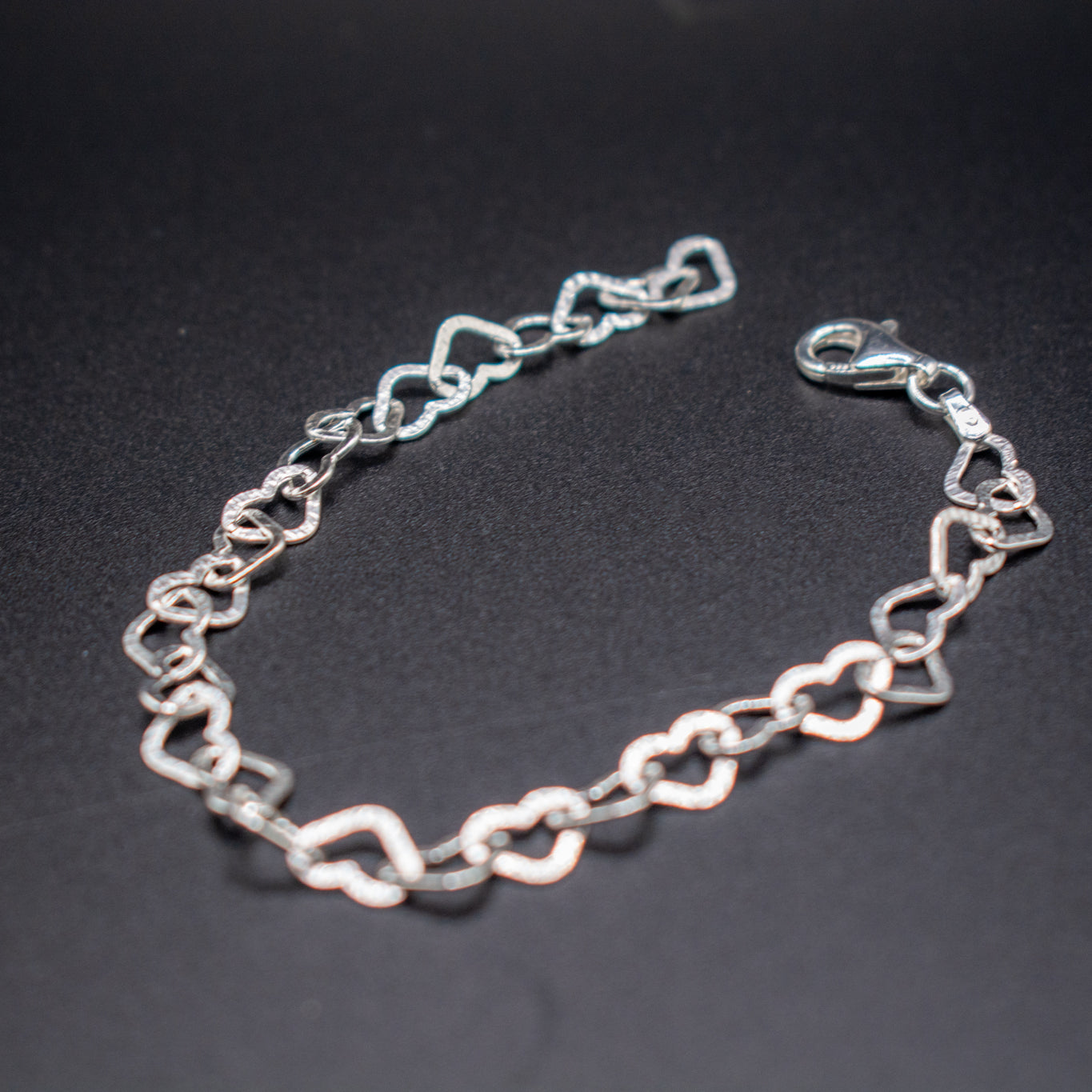 Sterling Silver Heart Chain Bracelet – Diamond Cut 19cm Elegant Jewelry