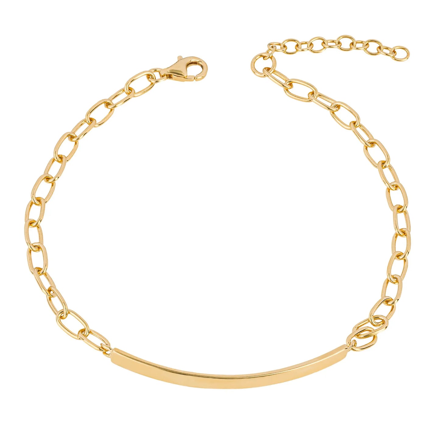 ID Bar Chain Bracelet Sterling silver-B5390 - on a white background