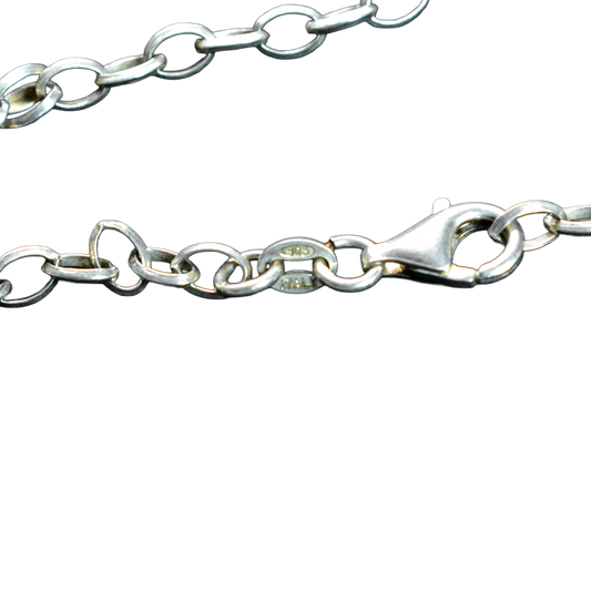 Sterling Silver Italian Belcher Bracelet with Heart Pendant - LumiUK