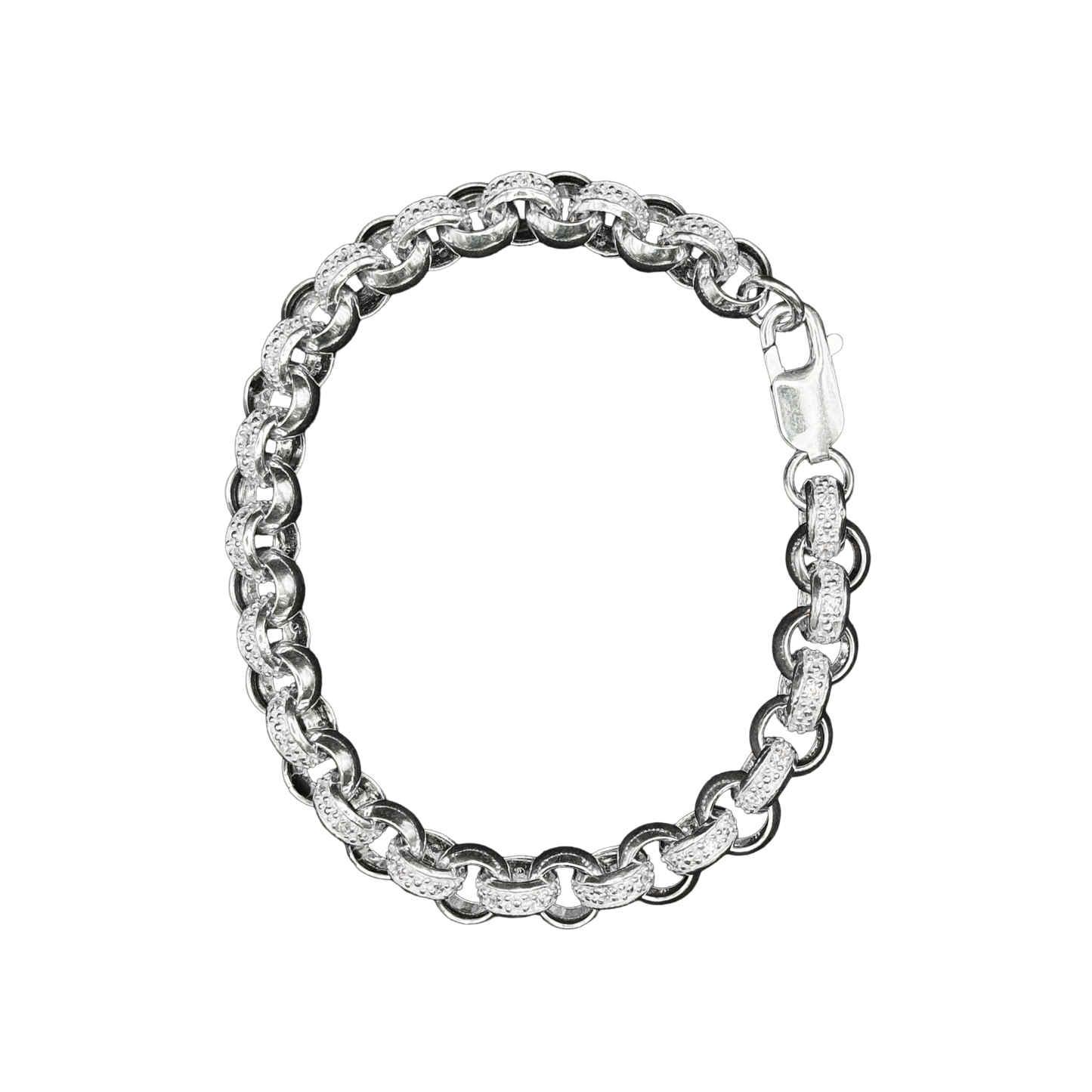 S926 Sterling Silver 7.5" Belcher Bracelet Round 8mm Heavy 19cm Lobster Clasp