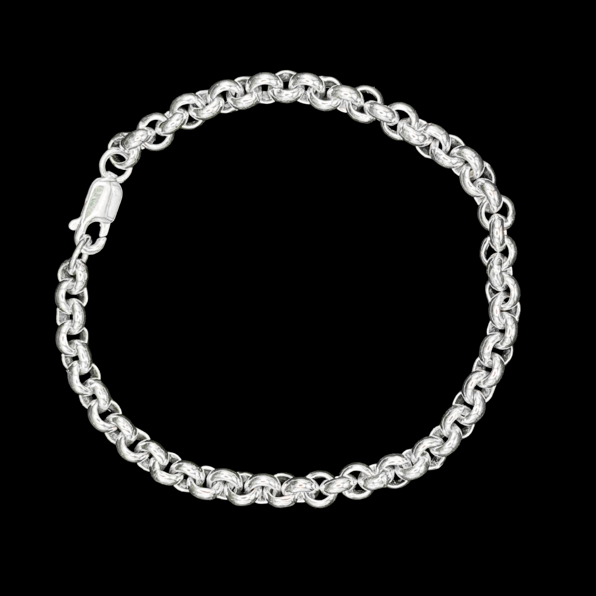 S926 Sterling Silver 7.5" Belcher Bracelet Round 5mm Heavy 19cm Lobster Clasp - LumiUK