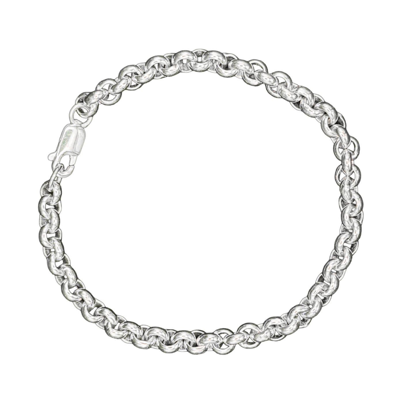 S926 Sterling Silver 7.5" Belcher Bracelet Round 5mm Heavy 19cm Lobster Clasp