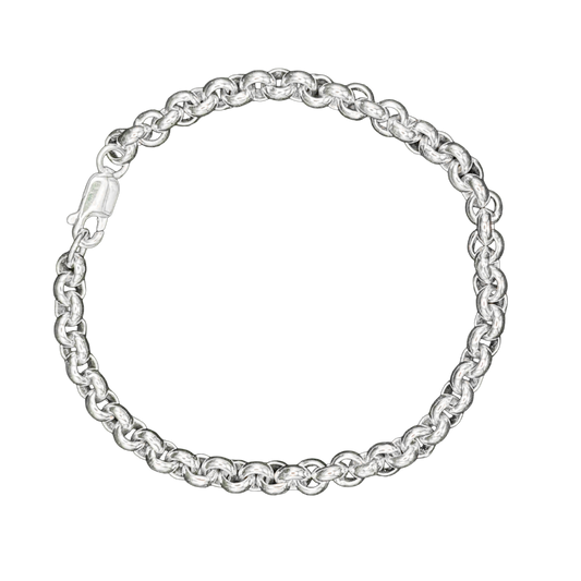 S926 Sterling Silver 7.5" Belcher Bracelet Round 5mm Heavy 19cm Lobster Clasp - LumiUK