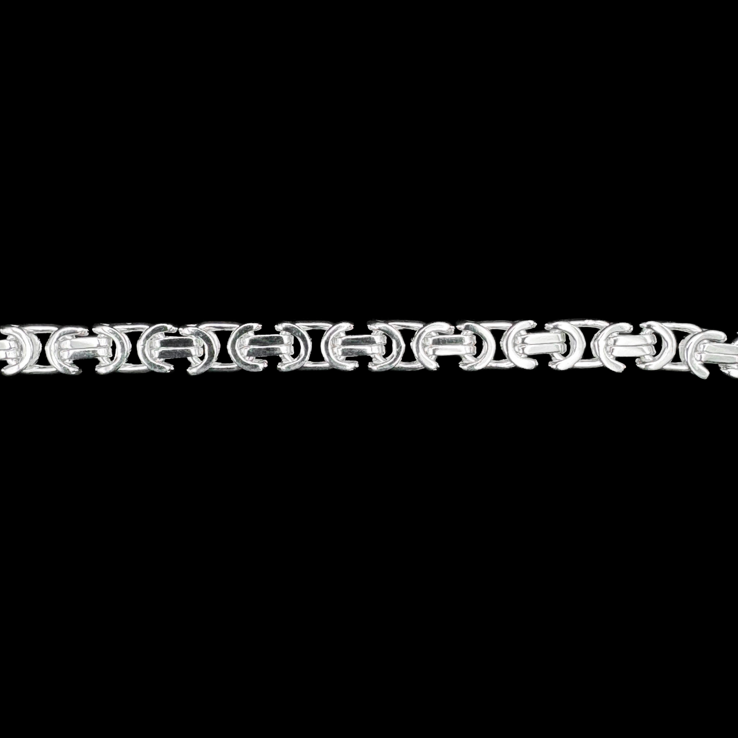 S926 Sterling Silver 7.5" Flat Byzantine Bracelet Heavy 19cm Lobster Clasp