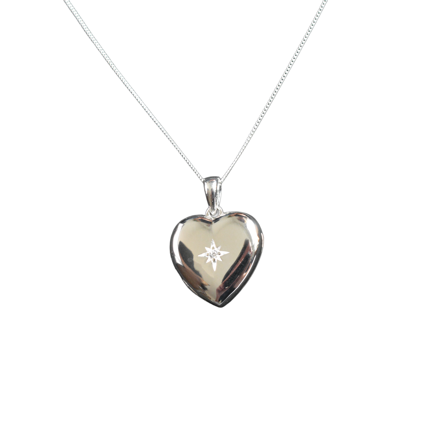S925 Starburst Heart Locket Sterling Silver Necklace