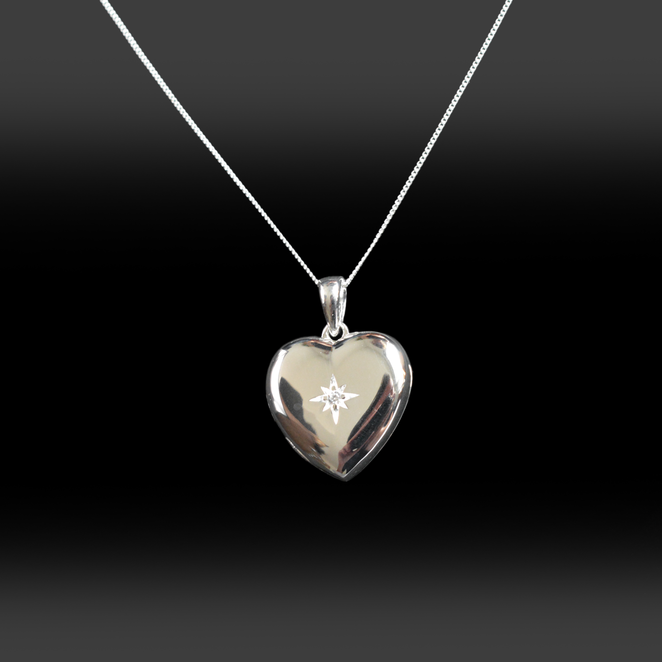 S925 Starburst Heart Locket Sterling Silver Necklace