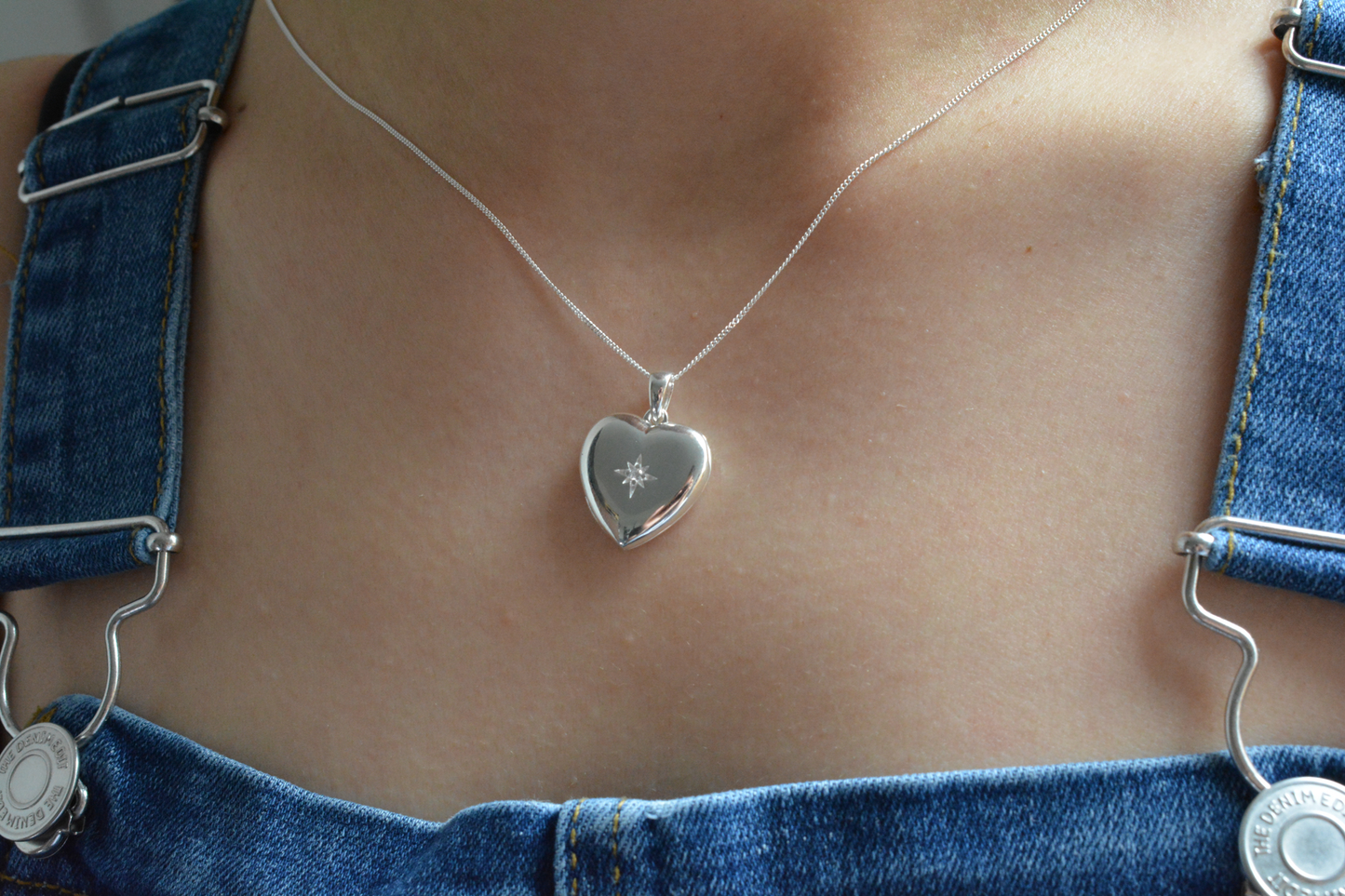 S925 Starburst Heart Locket Sterling Silver Necklace