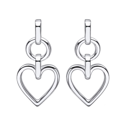 Gecko Open Heart Drop Earrings - 925 Sterling Silver
