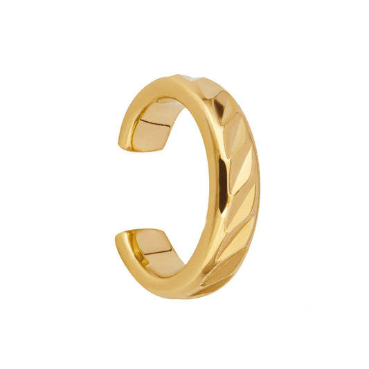 Textured Sterling Silver Gold Plated Ear Cuff -C173 - On a white background
