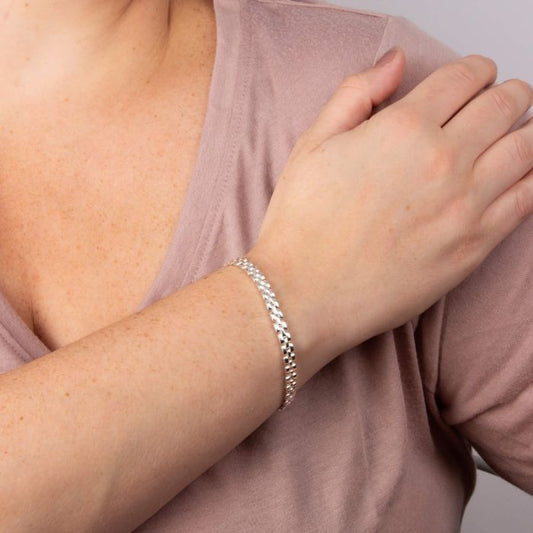 Beginnings Gecko Watch Strap Style Chain Sterling Silver Bracelet