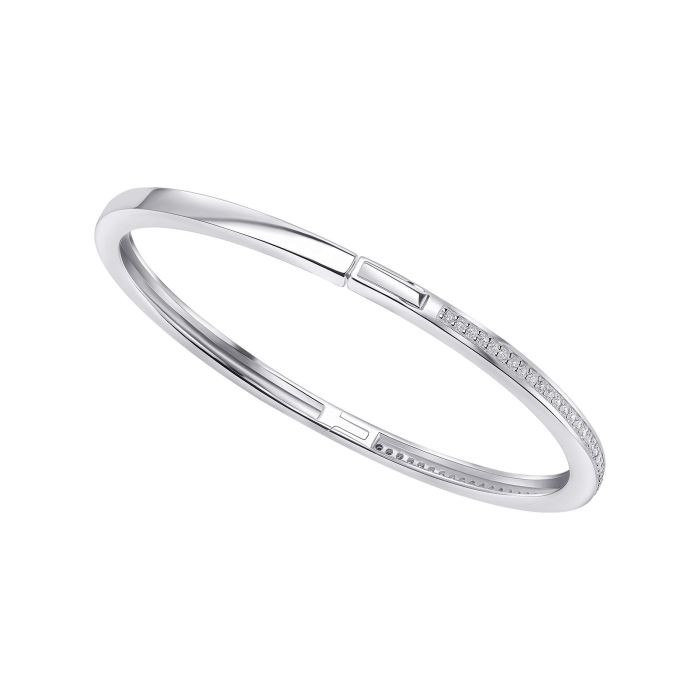 Beginnings Gecko Hinged Sterling Silver Bangle with Cubic Zirconia