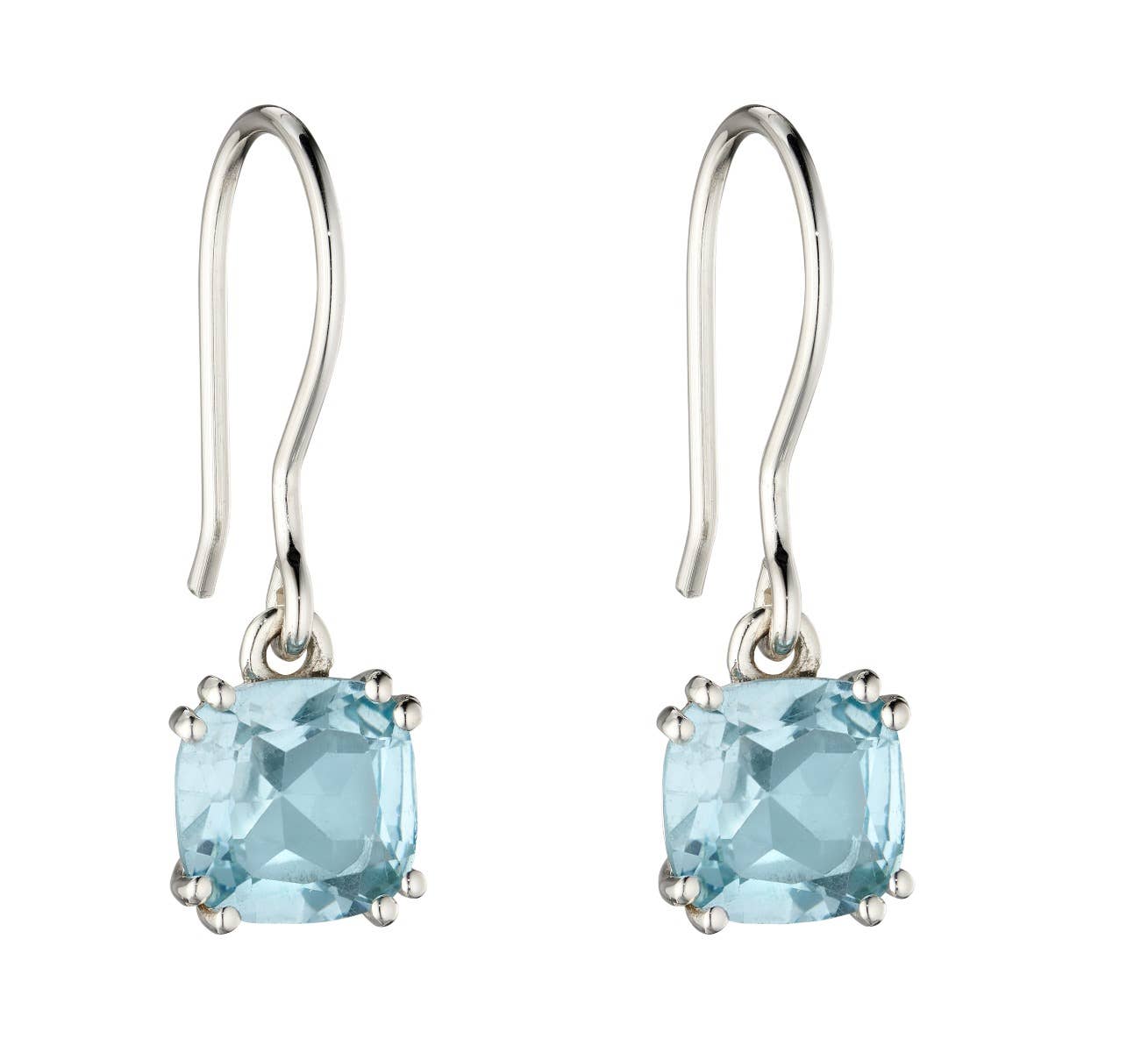 Gecko Blue Topaz Cushion Earrings - 925 Sterling Silver
