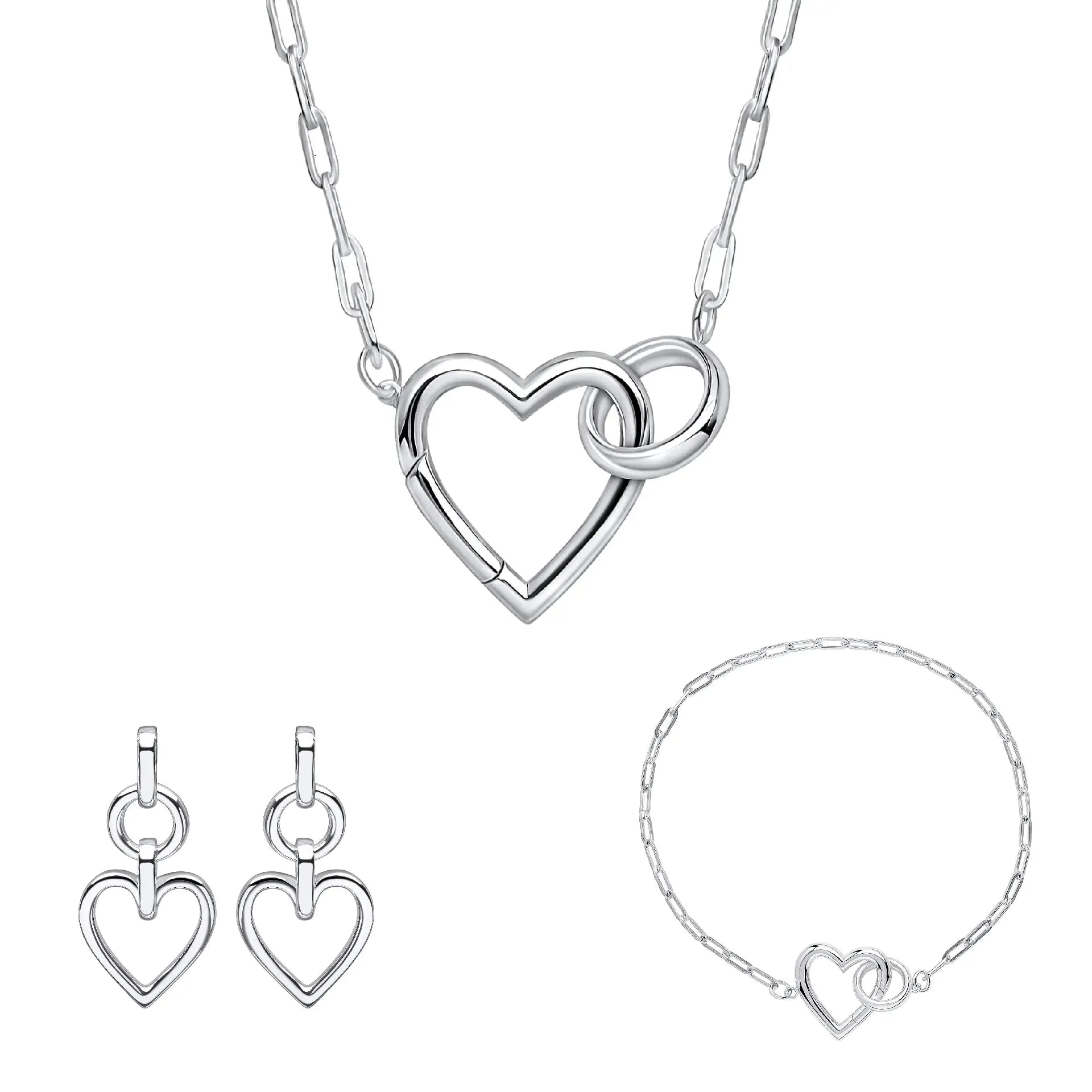 Beginnings Gecko Heart Connection Chain Sterling Silver Set - LumiUK
