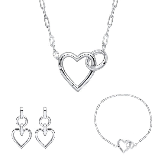 Beginnings Gecko Heart Connection Chain Sterling Silver Set - LumiUK