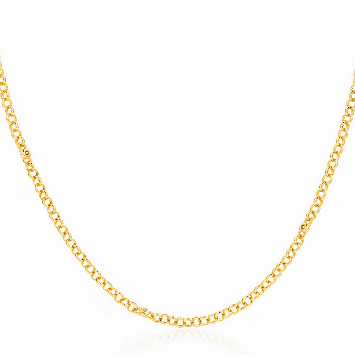 Chicago Belcher Rolo Chain 18ct Gold Vermeil Necklace with Zirconia