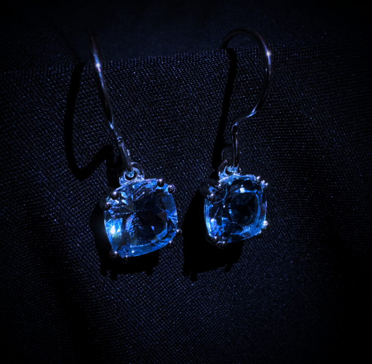 Beginnings Gecko Blue Topaz Cushion Sterling Silver Earrings