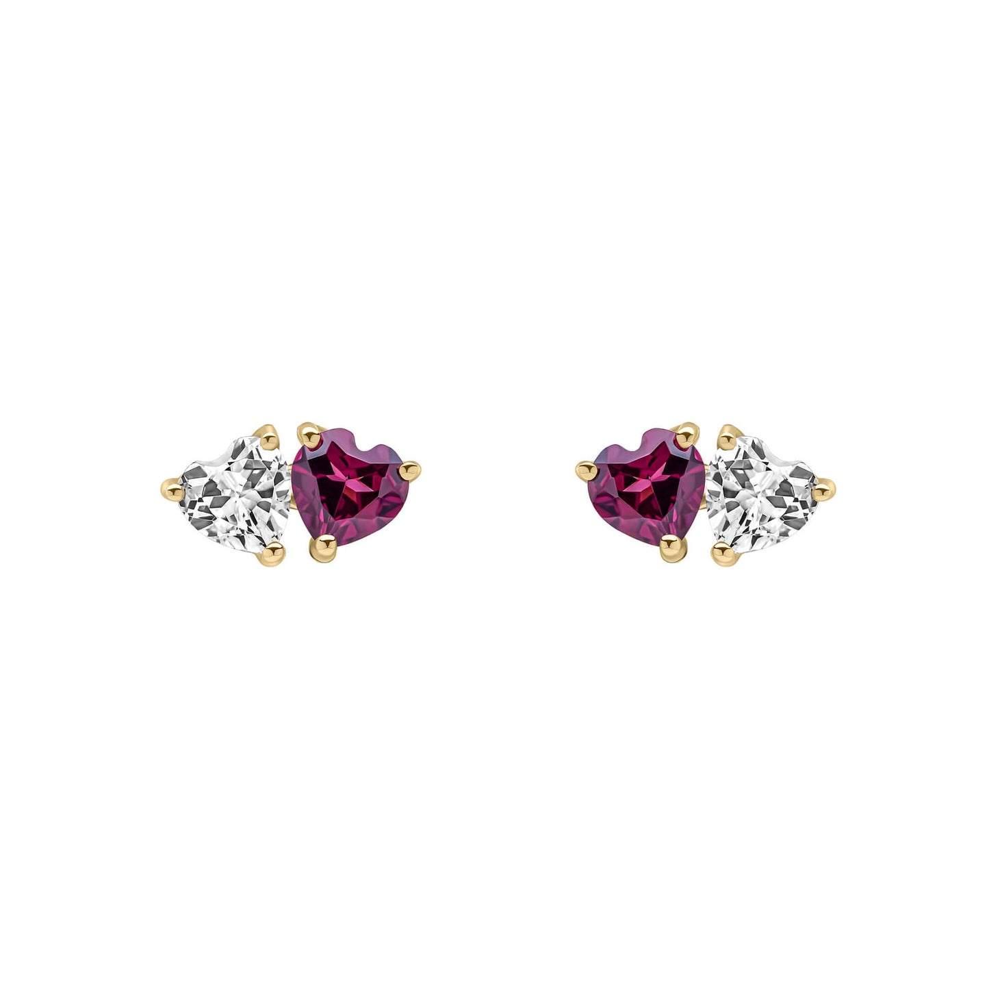 Beginnings Gecko -Elements Gold - Toi et Moi Heart Stud Earrings in 9ct Gold