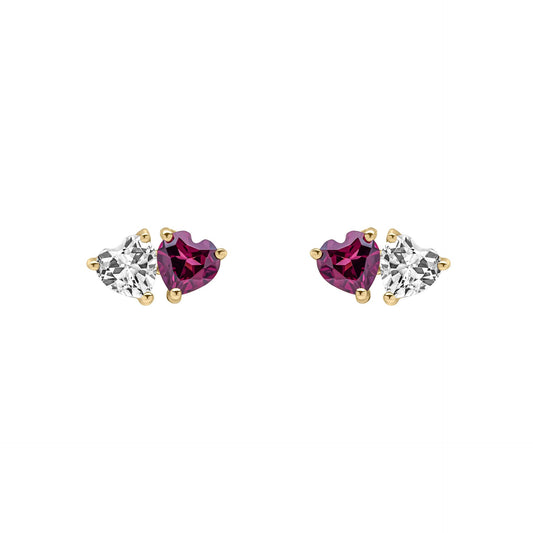 Beginnings Gecko -Elements Gold - Toi et Moi Heart Stud Earrings in 9ct Gold