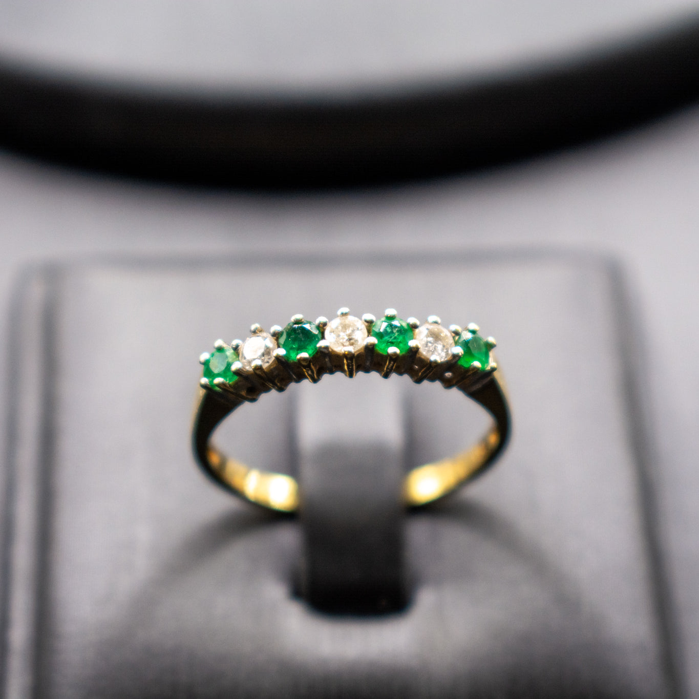 18ct Emerald and Diamond Ring – 0.20 Carat Gold Band Size P