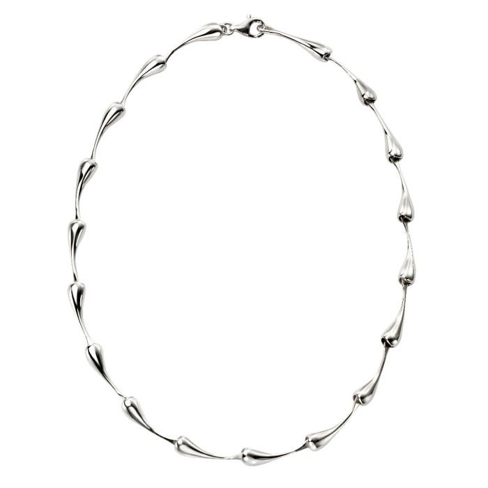 Beginnings Gecko Organic Shaped Droplet Sterling Silver Necklace 42cm