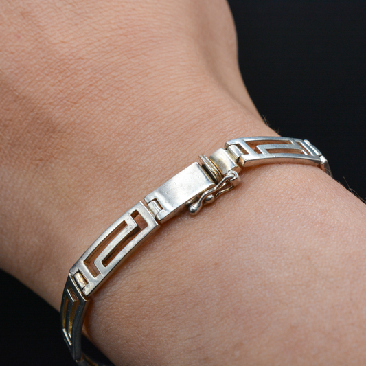925 Silver Bracelet Greca Style - Pre-Owned (Unisex)