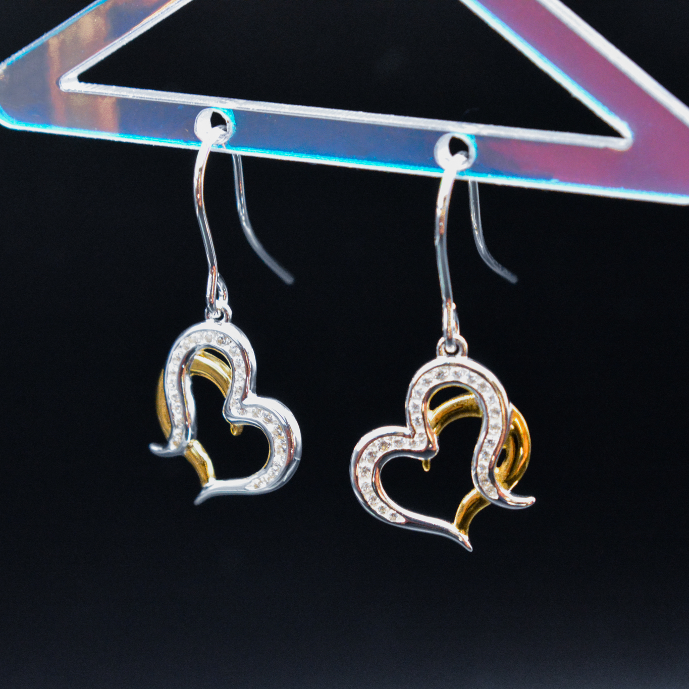 Beginnings - Sterling Silver Heart Drop Earrings with Cubic Zirconia