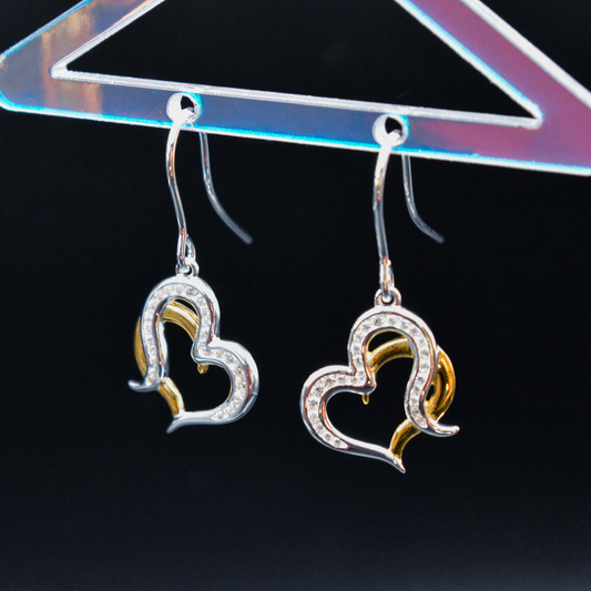 Beginnings - Sterling Silver Heart Drop Earrings with Cubic Zirconia